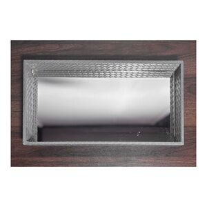 Grey Woven Faux Leather Mirrored Vanity Tray
